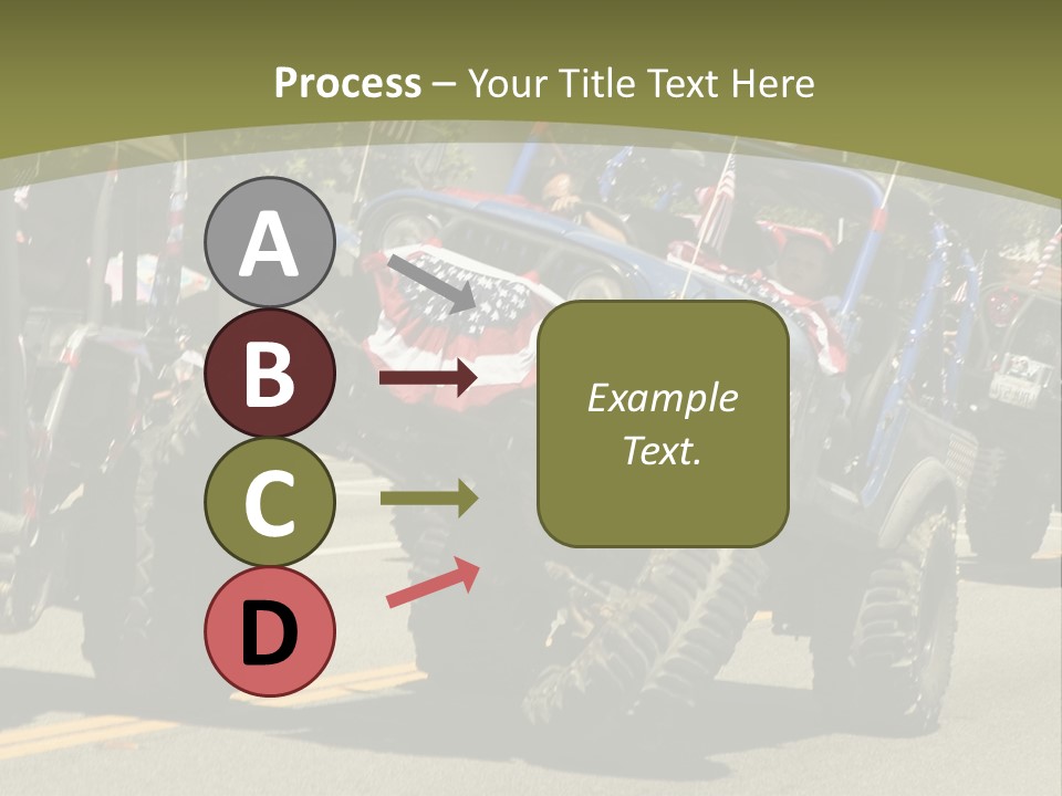 A Group Of Four Wheelers Driving Down A Street PowerPoint Template