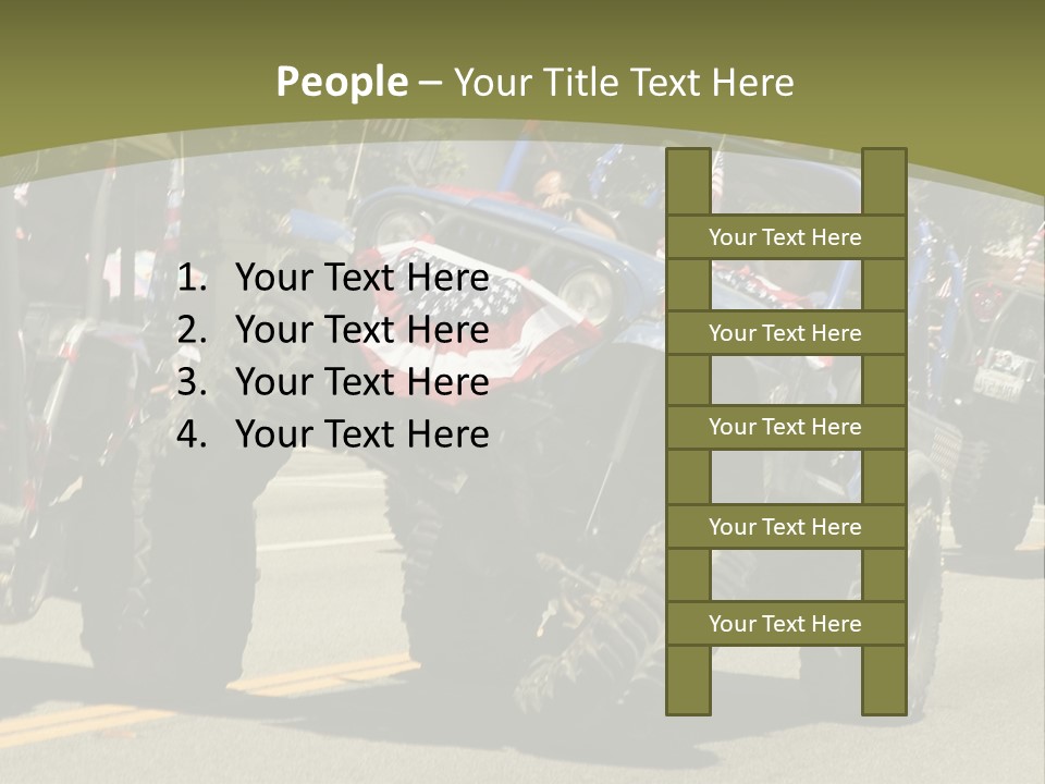 A Group Of Four Wheelers Driving Down A Street PowerPoint Template
