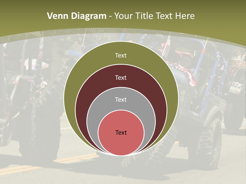A Group Of Four Wheelers Driving Down A Street PowerPoint Template