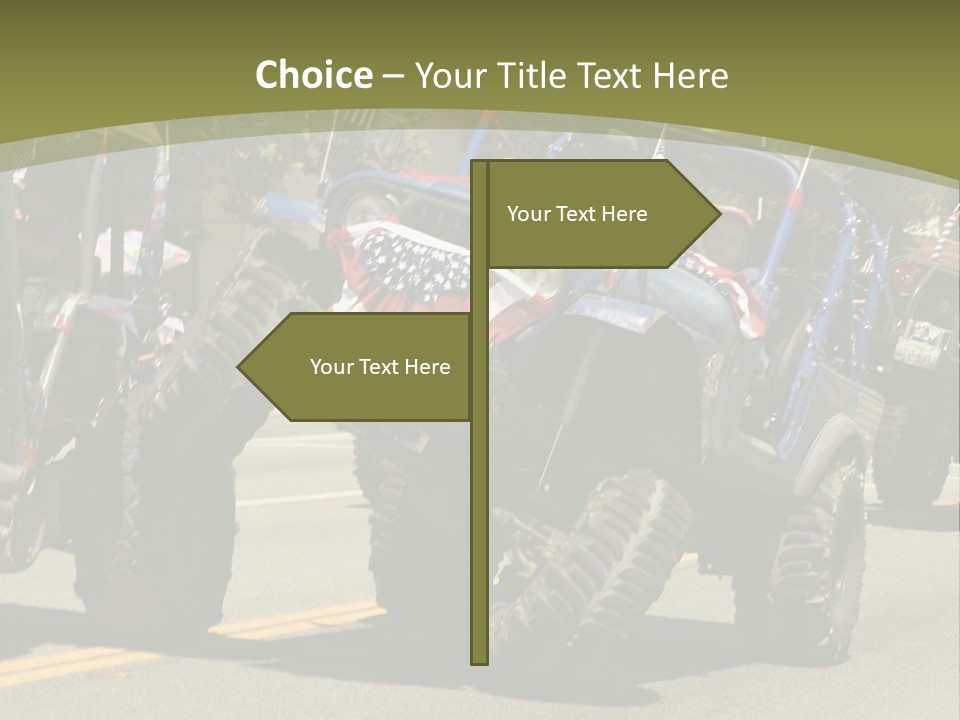 A Group Of Four Wheelers Driving Down A Street PowerPoint Template