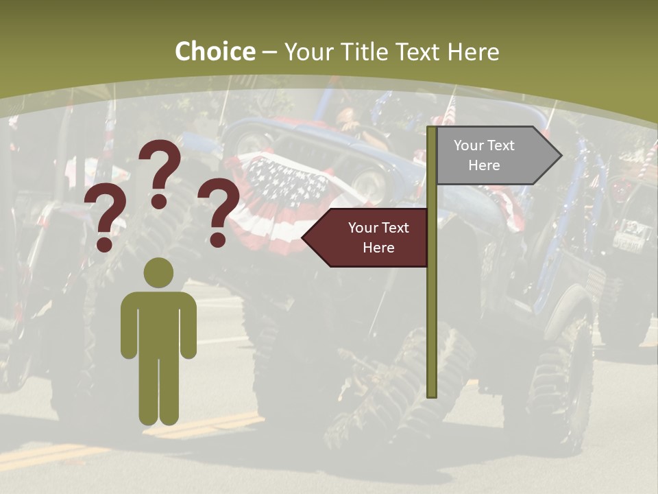 A Group Of Four Wheelers Driving Down A Street PowerPoint Template