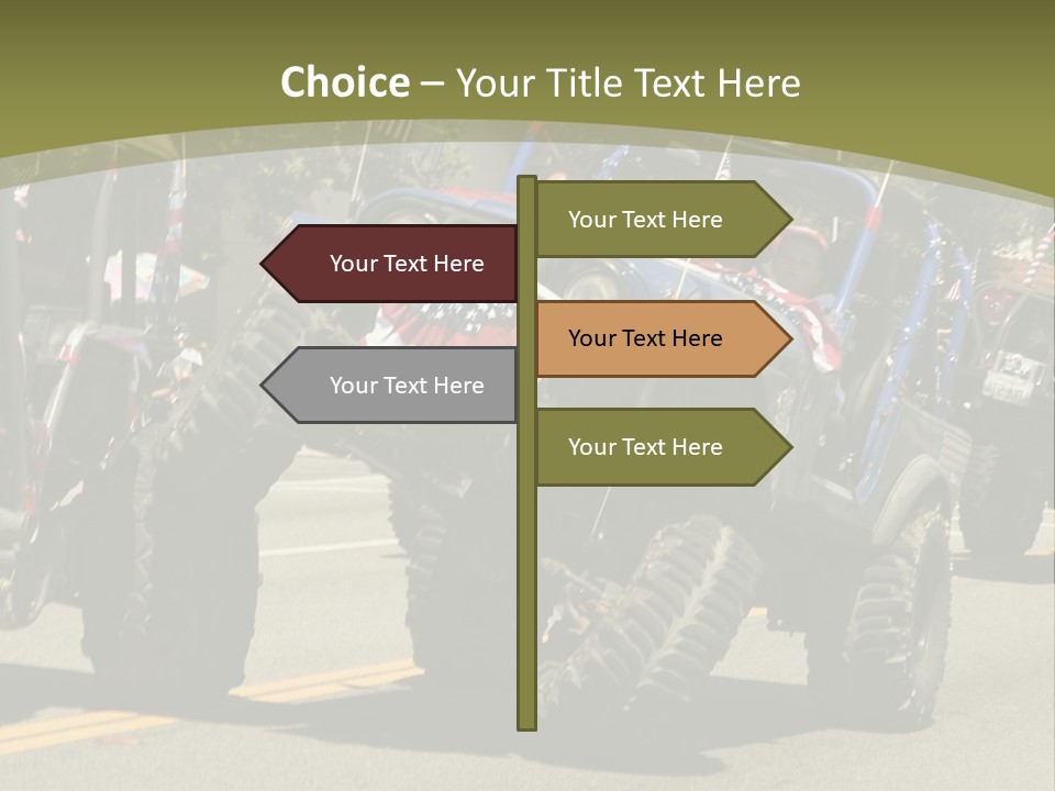 A Group Of Four Wheelers Driving Down A Street PowerPoint Template