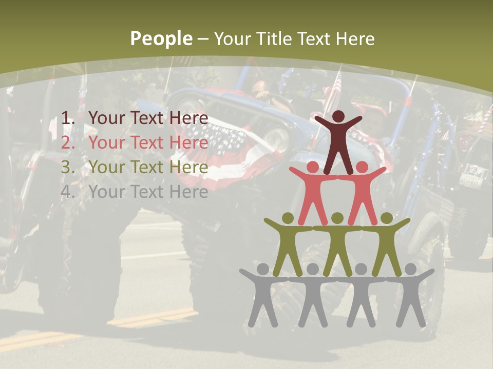 A Group Of Four Wheelers Driving Down A Street PowerPoint Template