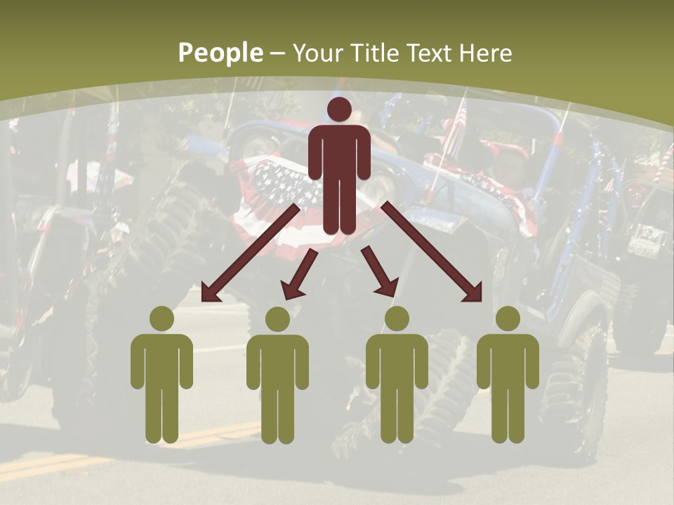 A Group Of Four Wheelers Driving Down A Street PowerPoint Template