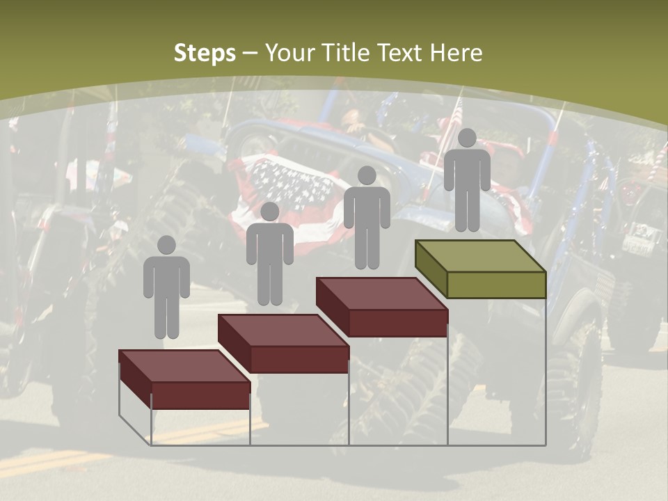 A Group Of Four Wheelers Driving Down A Street PowerPoint Template