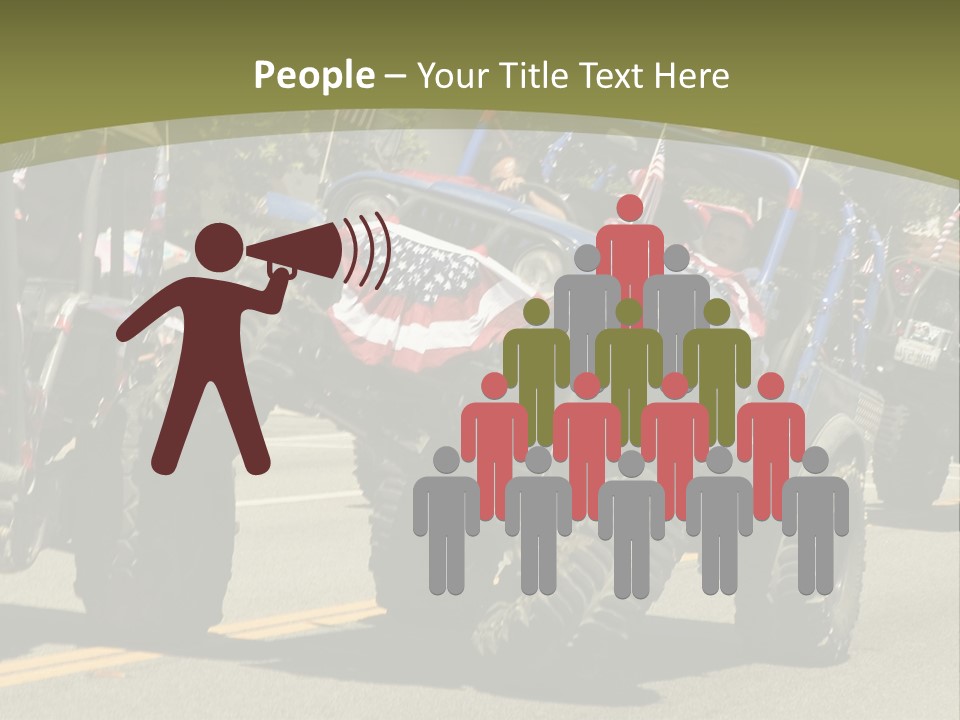 A Group Of Four Wheelers Driving Down A Street PowerPoint Template