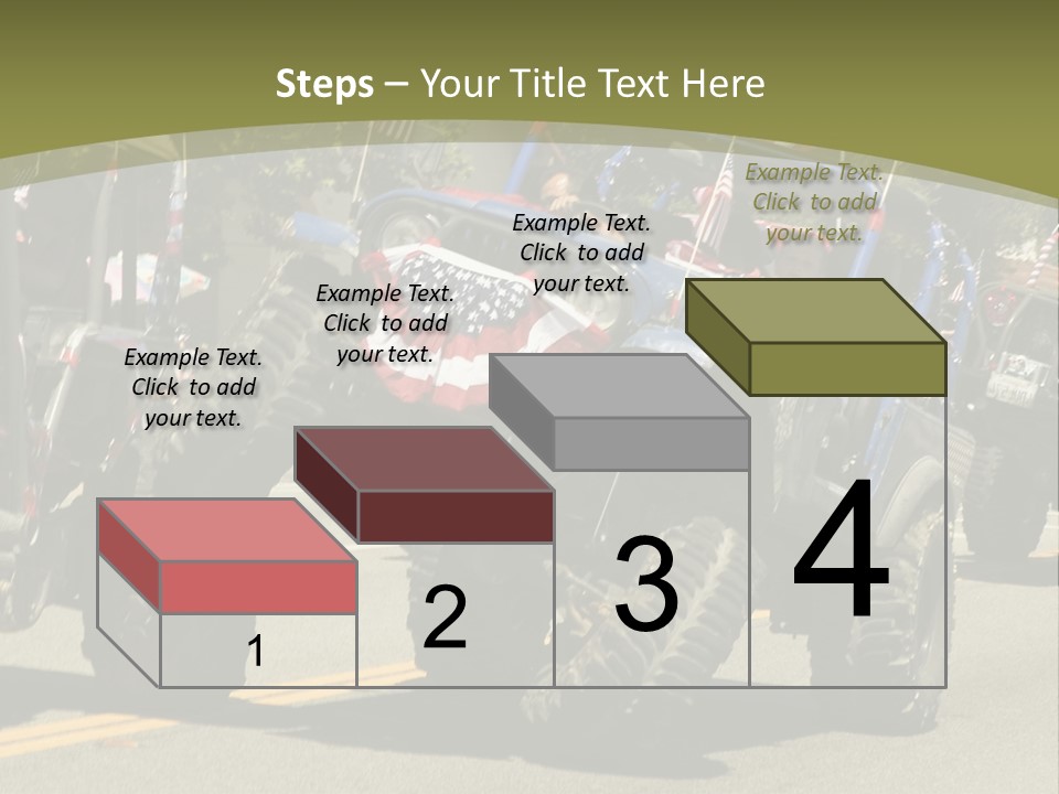 A Group Of Four Wheelers Driving Down A Street PowerPoint Template