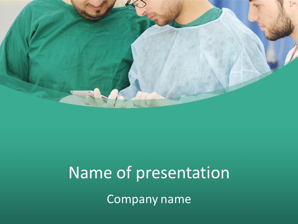 A Group Of Doctors Looking At A Patient In A Hospital PowerPoint Template