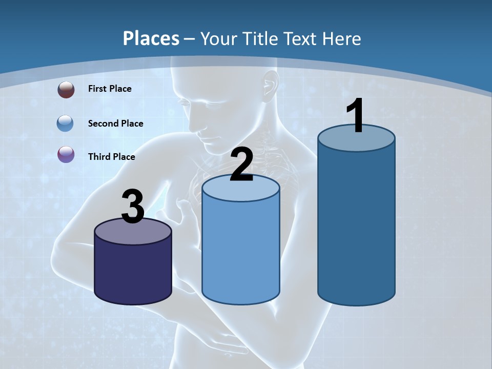 A Man Holding His Stomach In Front Of A Blue Background PowerPoint Template