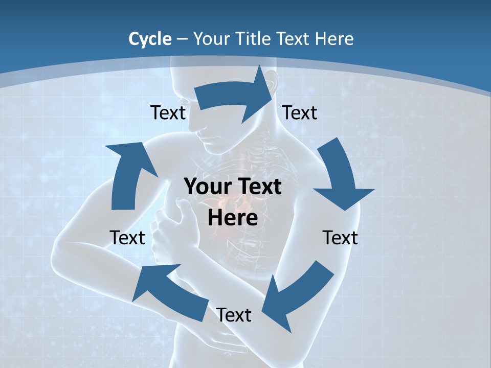 A Man Holding His Stomach In Front Of A Blue Background PowerPoint Template