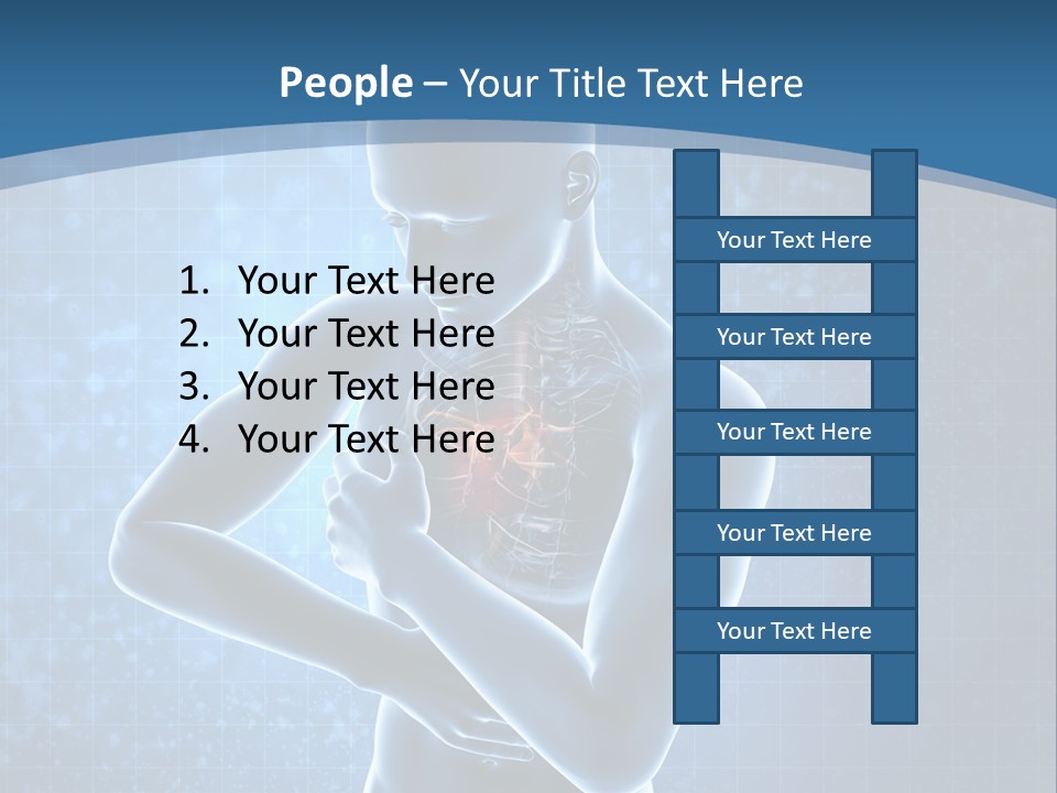 A Man Holding His Stomach In Front Of A Blue Background PowerPoint Template