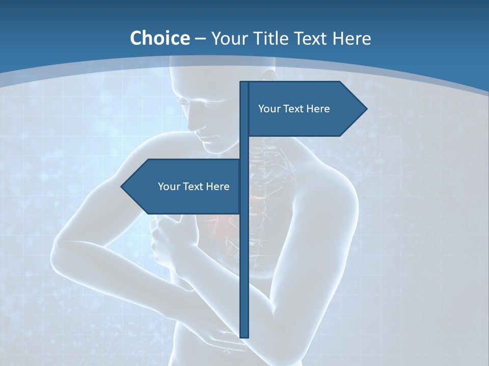 A Man Holding His Stomach In Front Of A Blue Background PowerPoint Template