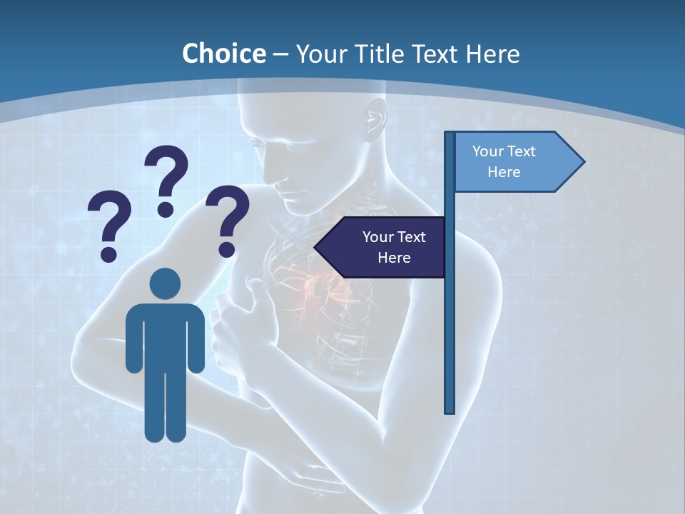 A Man Holding His Stomach In Front Of A Blue Background PowerPoint Template