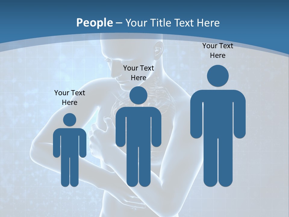 A Man Holding His Stomach In Front Of A Blue Background PowerPoint Template