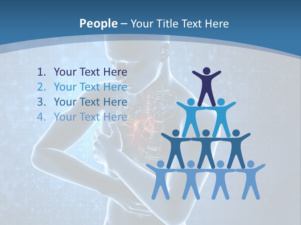 A Man Holding His Stomach In Front Of A Blue Background PowerPoint Template