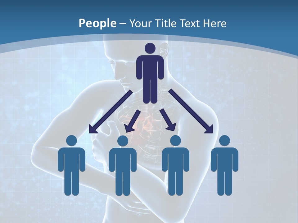 A Man Holding His Stomach In Front Of A Blue Background PowerPoint Template