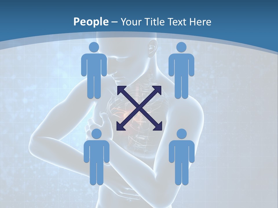 A Man Holding His Stomach In Front Of A Blue Background PowerPoint Template