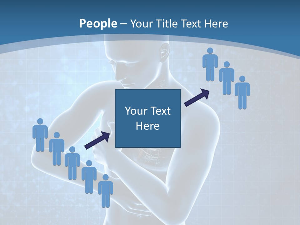 A Man Holding His Stomach In Front Of A Blue Background PowerPoint Template