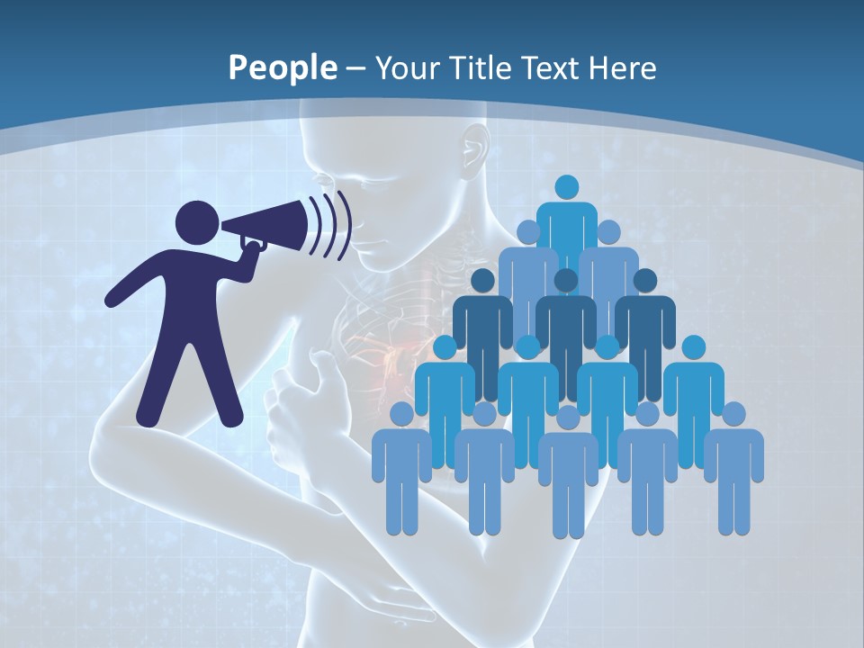 A Man Holding His Stomach In Front Of A Blue Background PowerPoint Template