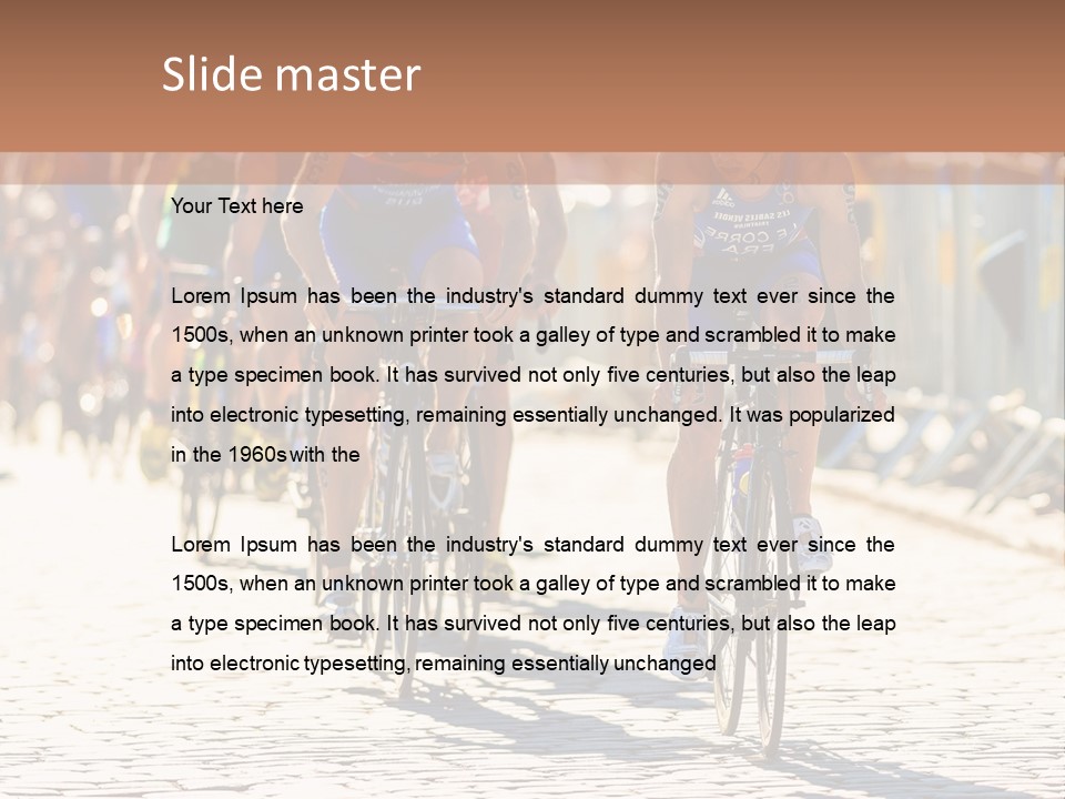 A Group Of People Riding Bikes Down A Street PowerPoint Template