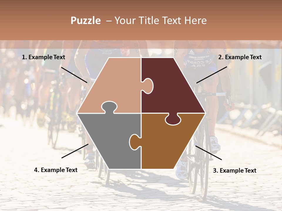 A Group Of People Riding Bikes Down A Street PowerPoint Template