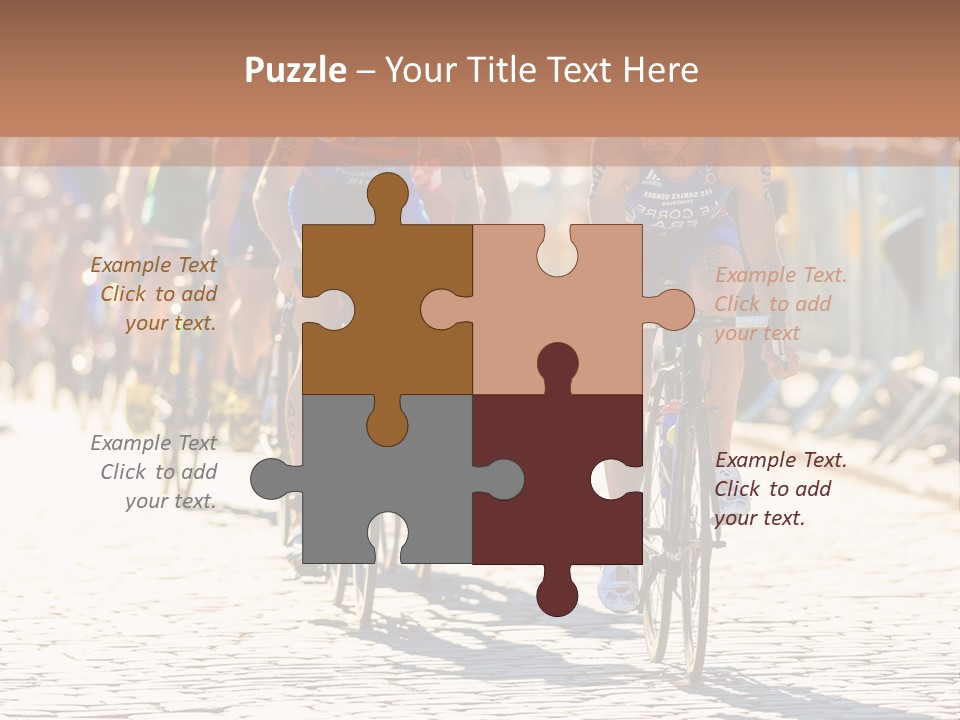 A Group Of People Riding Bikes Down A Street PowerPoint Template