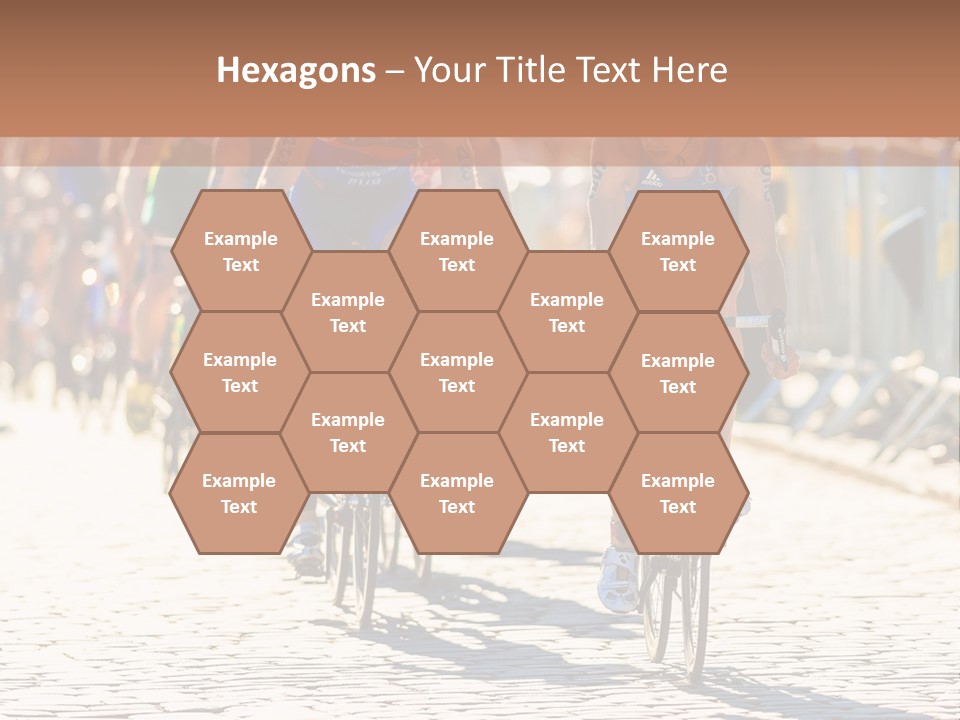 A Group Of People Riding Bikes Down A Street PowerPoint Template