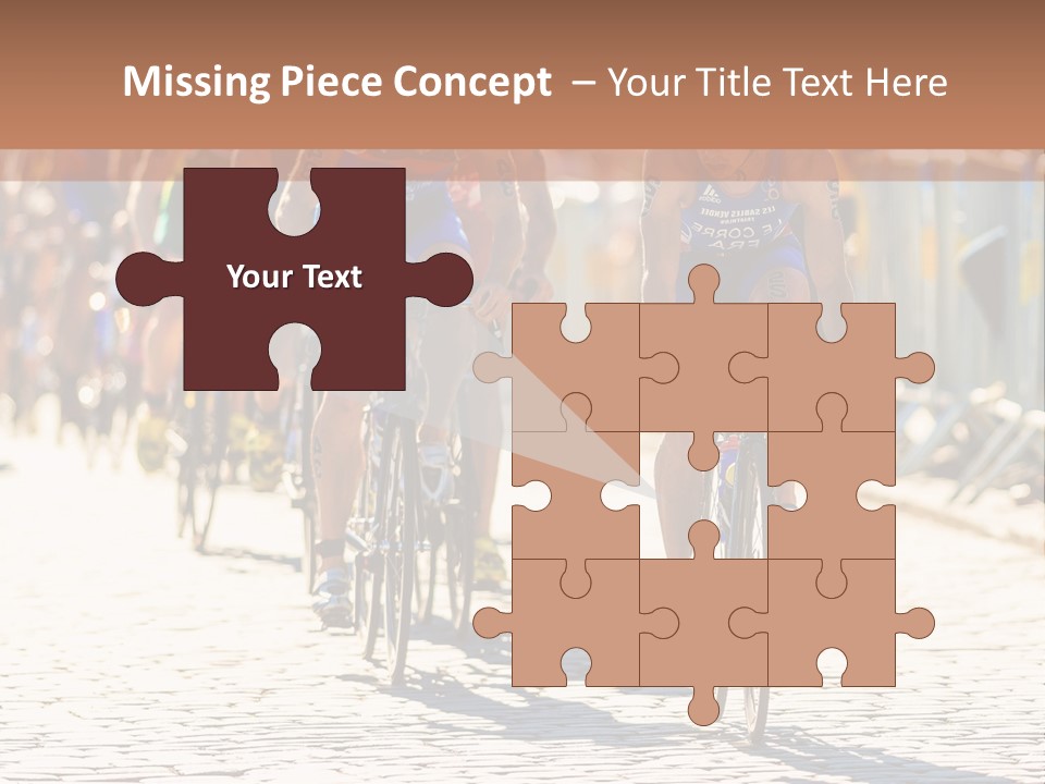 A Group Of People Riding Bikes Down A Street PowerPoint Template