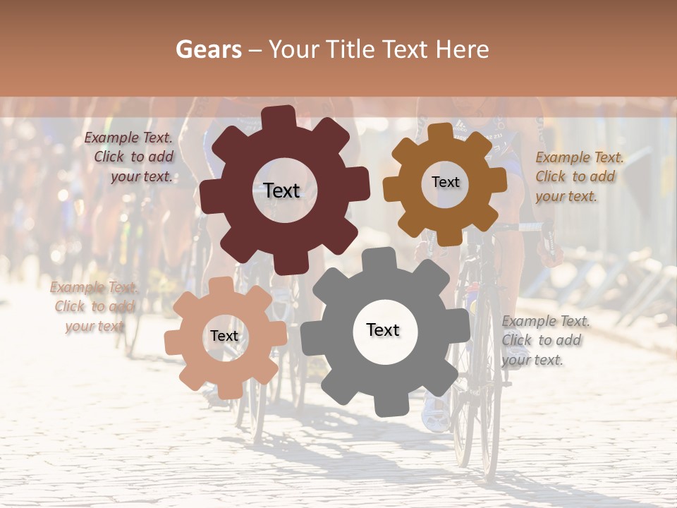 A Group Of People Riding Bikes Down A Street PowerPoint Template