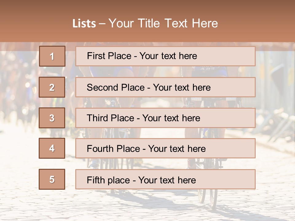 A Group Of People Riding Bikes Down A Street PowerPoint Template