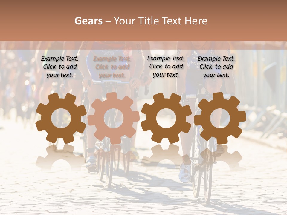 A Group Of People Riding Bikes Down A Street PowerPoint Template