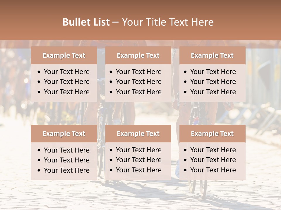 A Group Of People Riding Bikes Down A Street PowerPoint Template