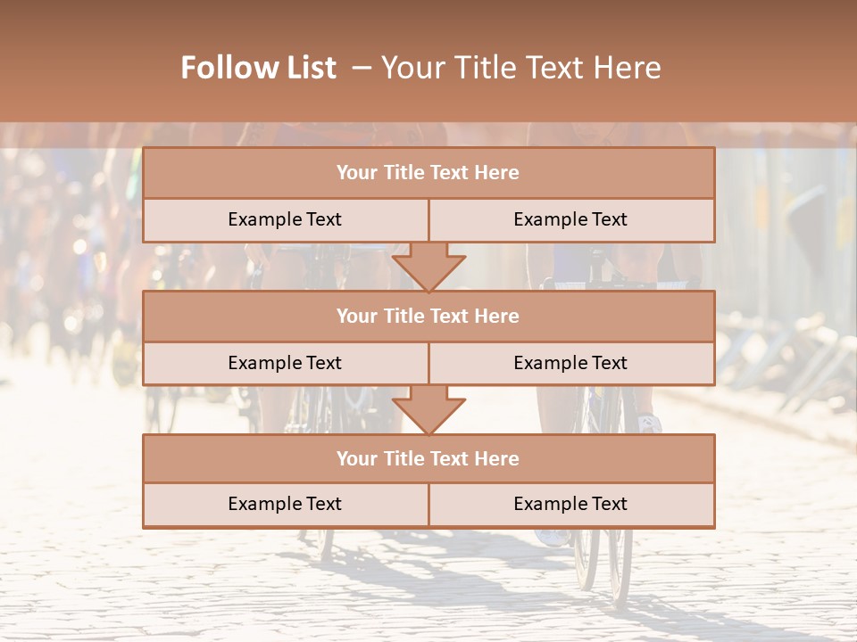 A Group Of People Riding Bikes Down A Street PowerPoint Template