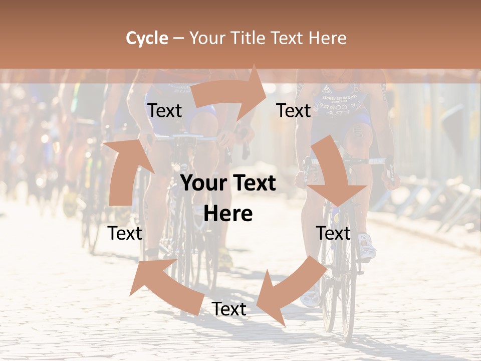 A Group Of People Riding Bikes Down A Street PowerPoint Template