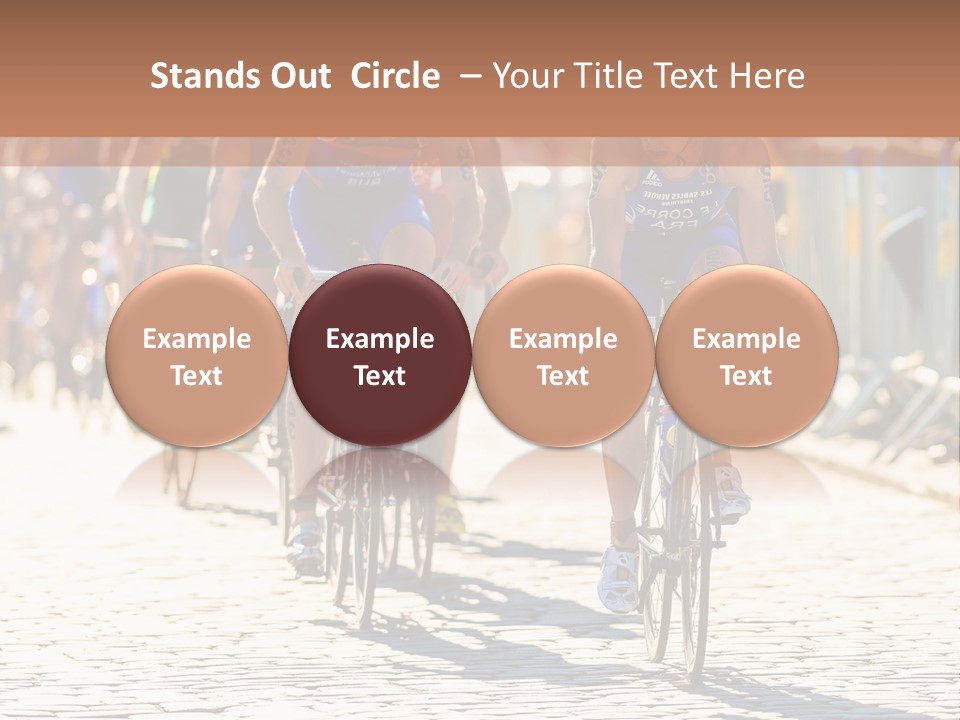 A Group Of People Riding Bikes Down A Street PowerPoint Template