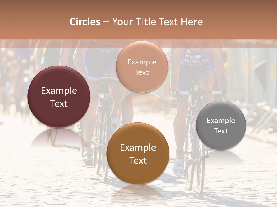 A Group Of People Riding Bikes Down A Street PowerPoint Template