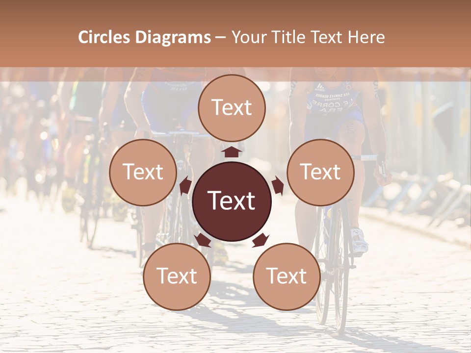 A Group Of People Riding Bikes Down A Street PowerPoint Template