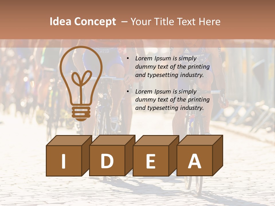 A Group Of People Riding Bikes Down A Street PowerPoint Template