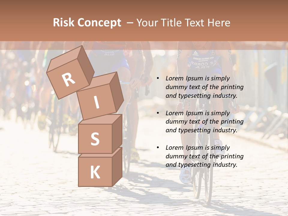 A Group Of People Riding Bikes Down A Street PowerPoint Template