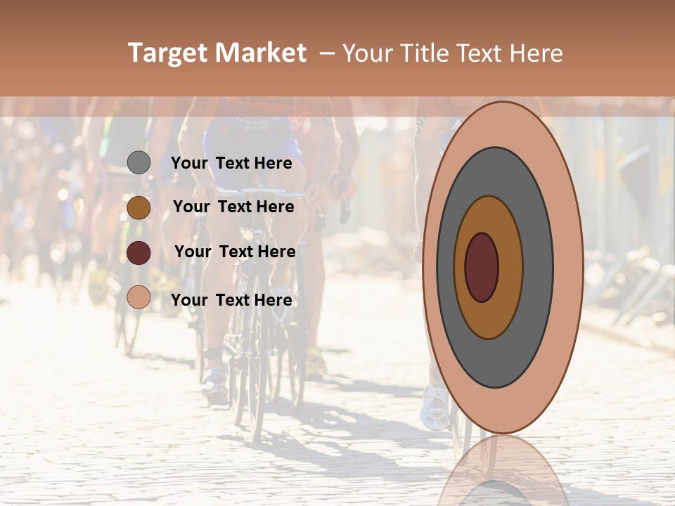 A Group Of People Riding Bikes Down A Street PowerPoint Template