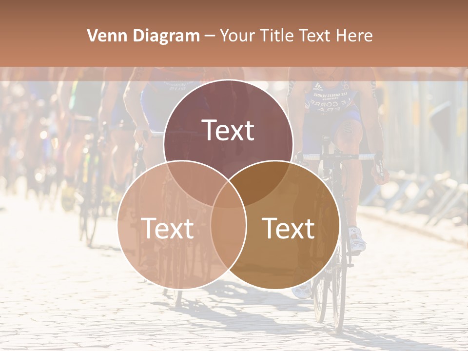 A Group Of People Riding Bikes Down A Street PowerPoint Template