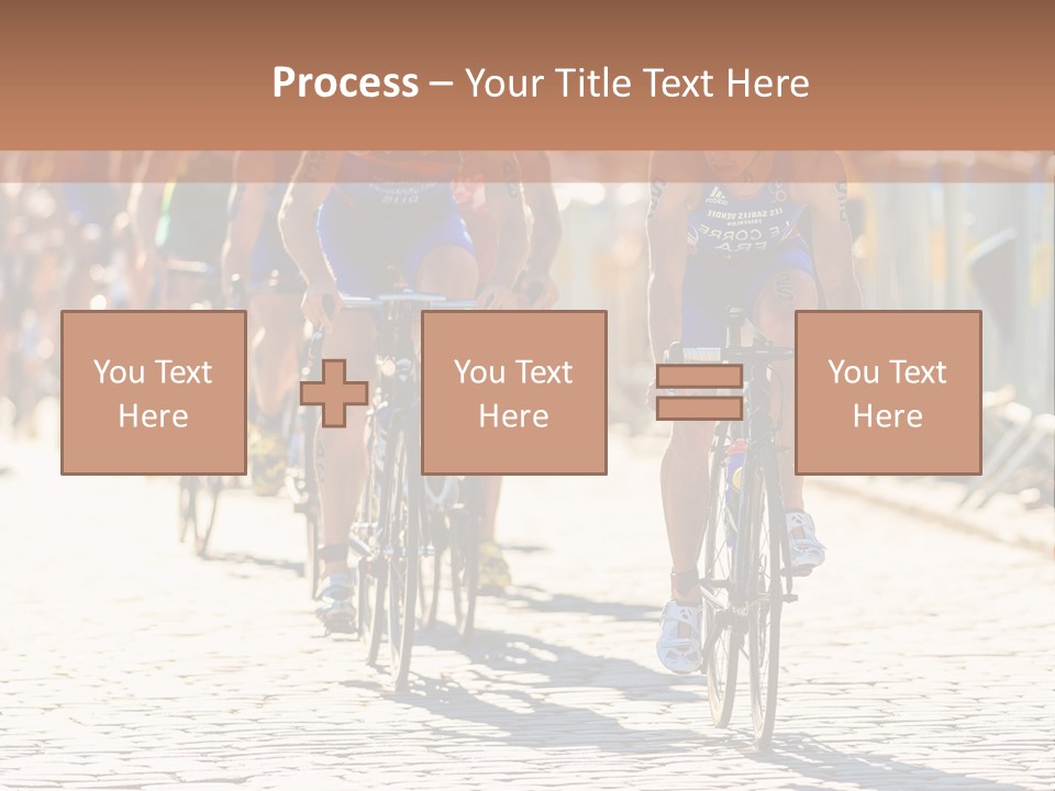A Group Of People Riding Bikes Down A Street PowerPoint Template