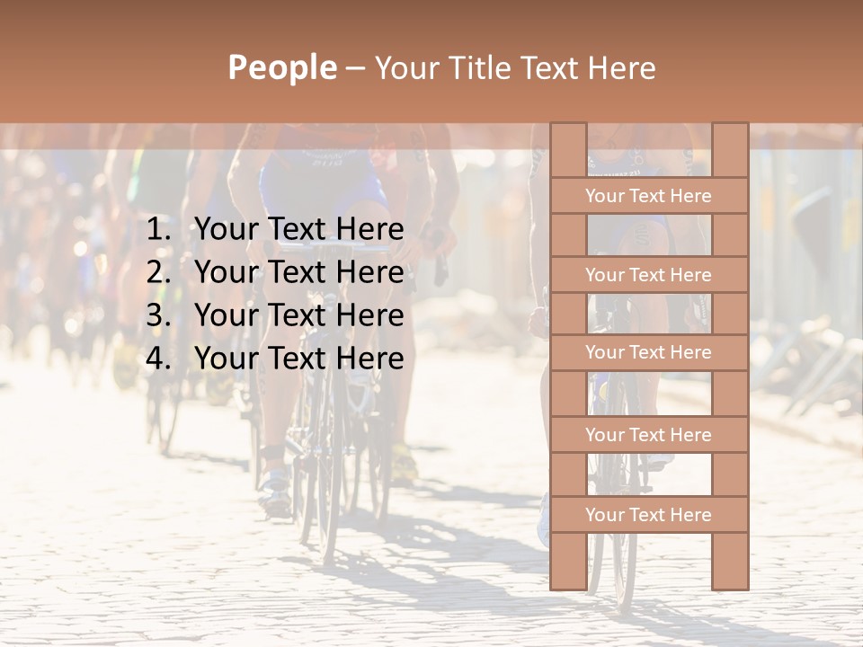 A Group Of People Riding Bikes Down A Street PowerPoint Template