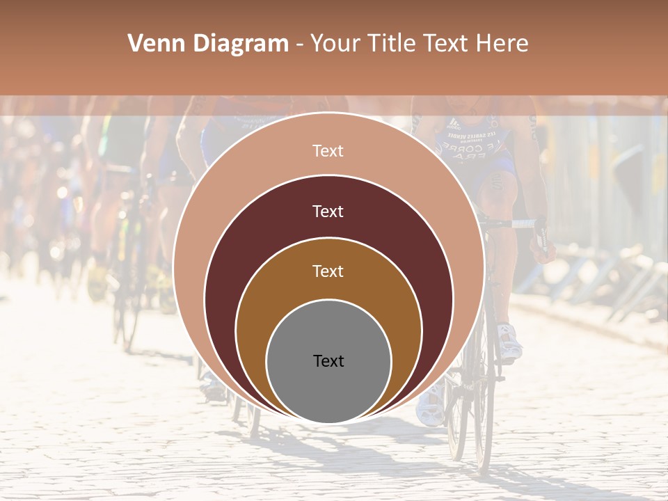 A Group Of People Riding Bikes Down A Street PowerPoint Template