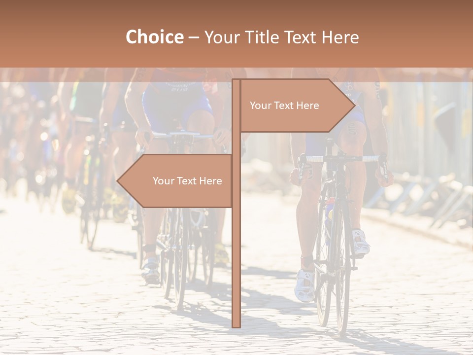 A Group Of People Riding Bikes Down A Street PowerPoint Template
