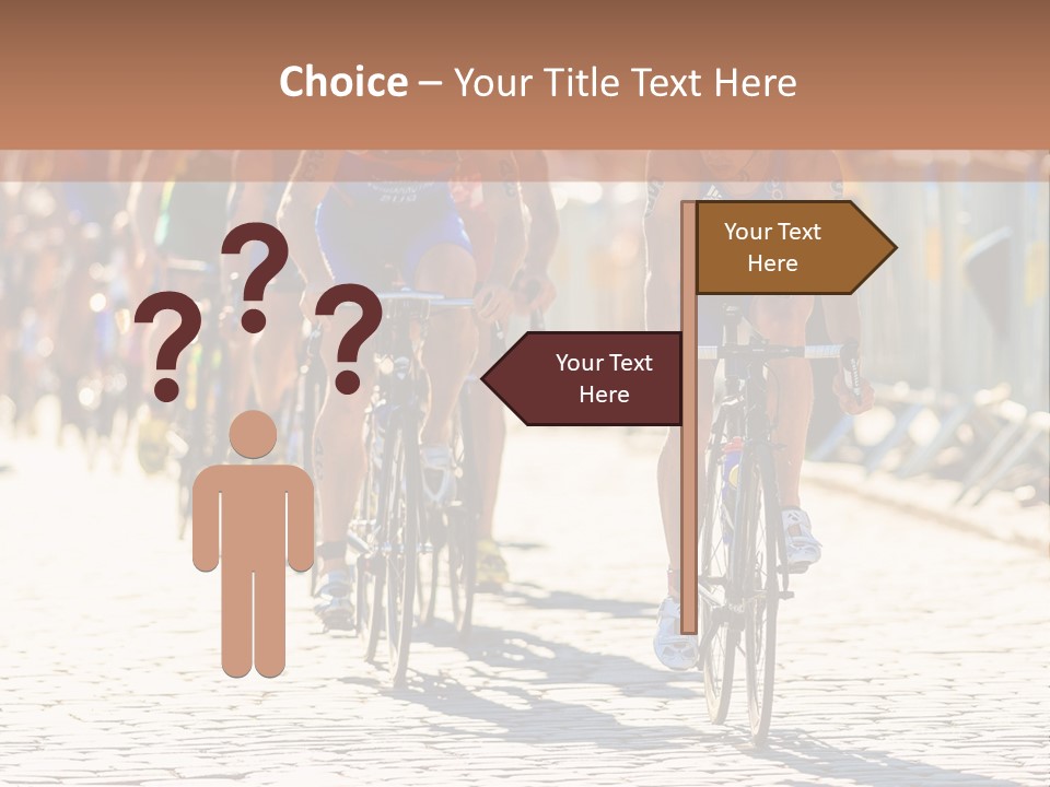 A Group Of People Riding Bikes Down A Street PowerPoint Template