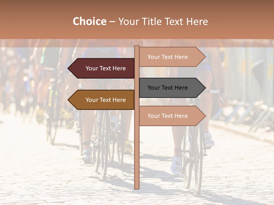A Group Of People Riding Bikes Down A Street PowerPoint Template
