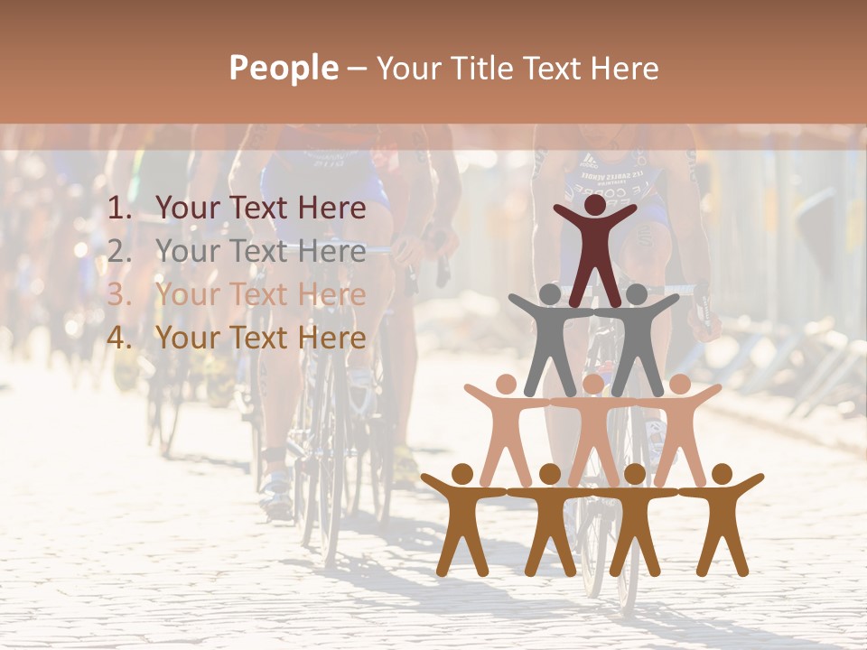 A Group Of People Riding Bikes Down A Street PowerPoint Template