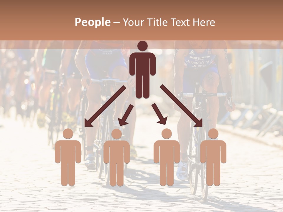 A Group Of People Riding Bikes Down A Street PowerPoint Template