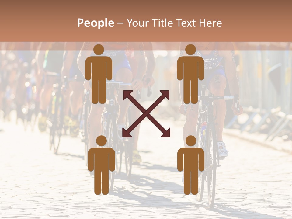 A Group Of People Riding Bikes Down A Street PowerPoint Template
